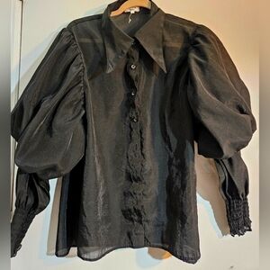Black statement sleeve blouse